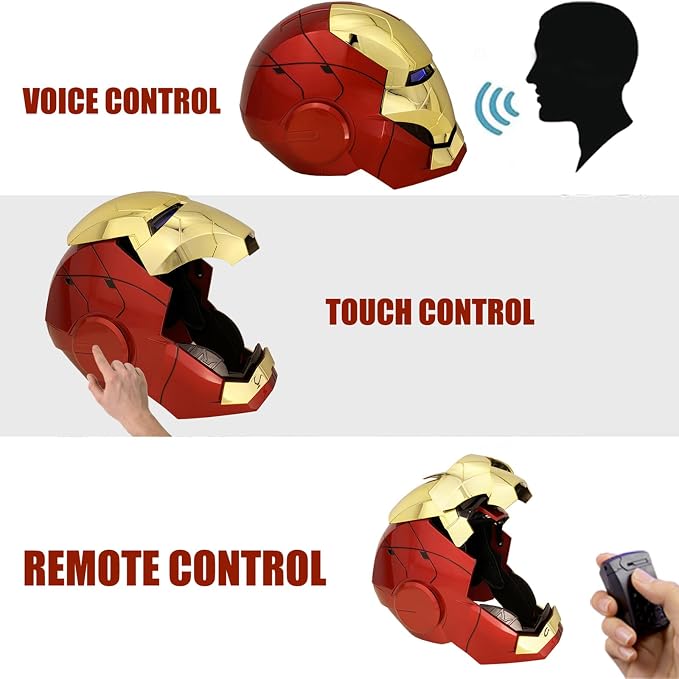 Iron Man Electronic Helmet Motorized Face Mask Wear Superhero Performance with Voice Control