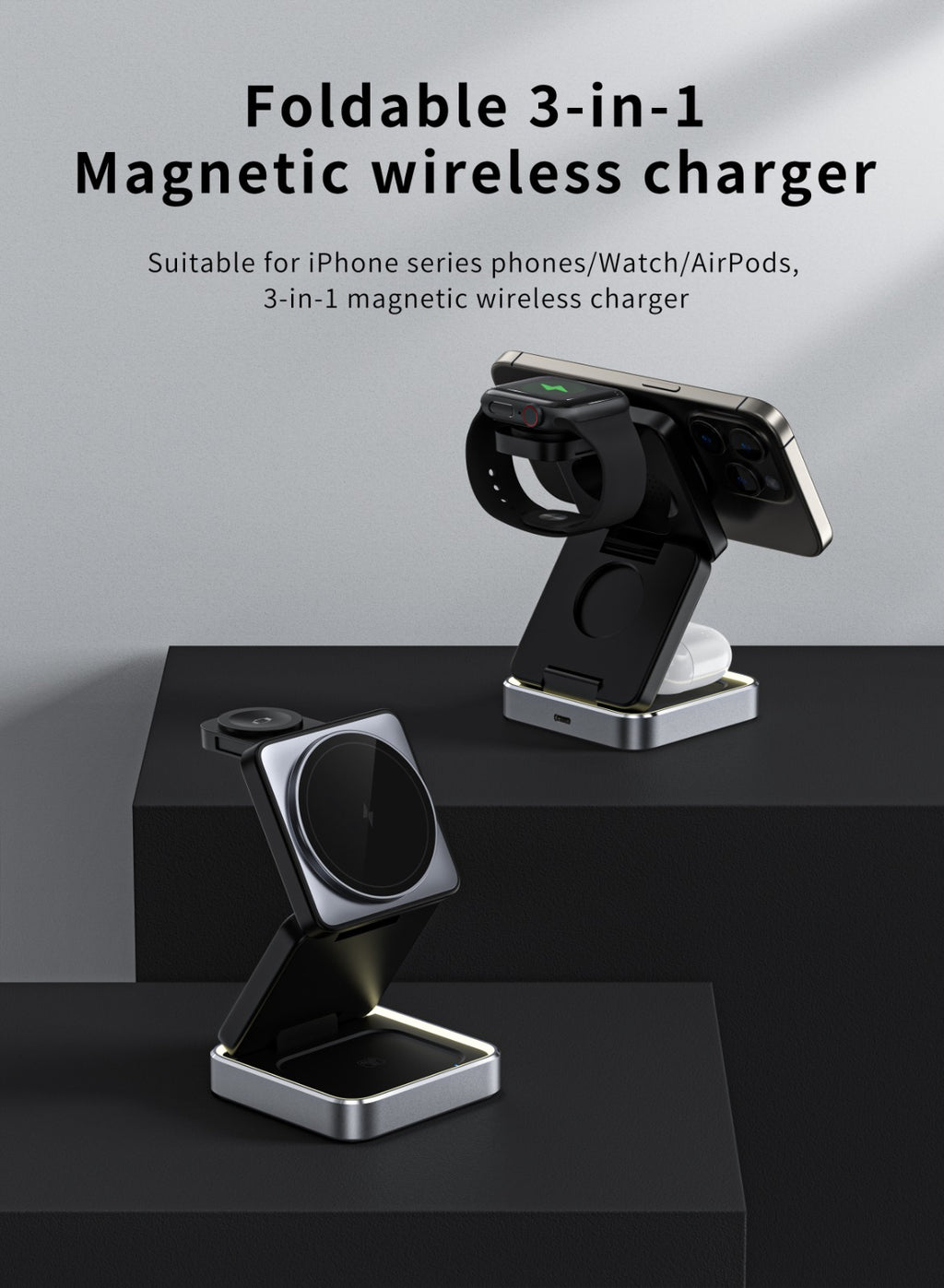 PREMIUM-Foldable 3-in-1 Magnetic Wireless Charger | EVERYDAYZ