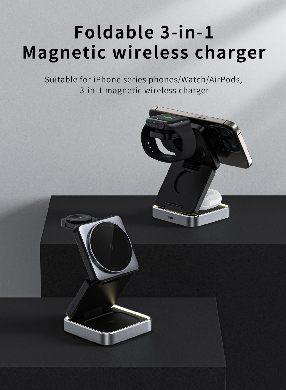 PREMIUM-Foldable 3-in-1 Magnetic Wireless Charger | EVERYDAYZ